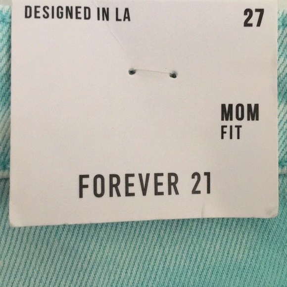 Forever 21 Mint Long Denim Jeans “Mom Fit” Style - Picture 9 of 10